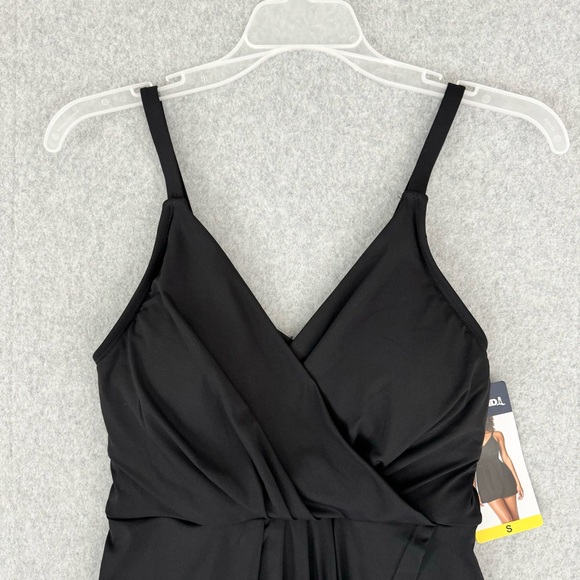 Lands' End Womens Swim Dress Swimsuit Black Size Small UPF 50  V Neck Adjustable - Picture 2 of 14